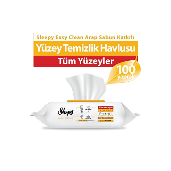 Sleepy Easy Clean Arap Sabunu Katkılı Yüzey Temizlik Havlusu 100 Yaprak Islak Mendil Fiyatı