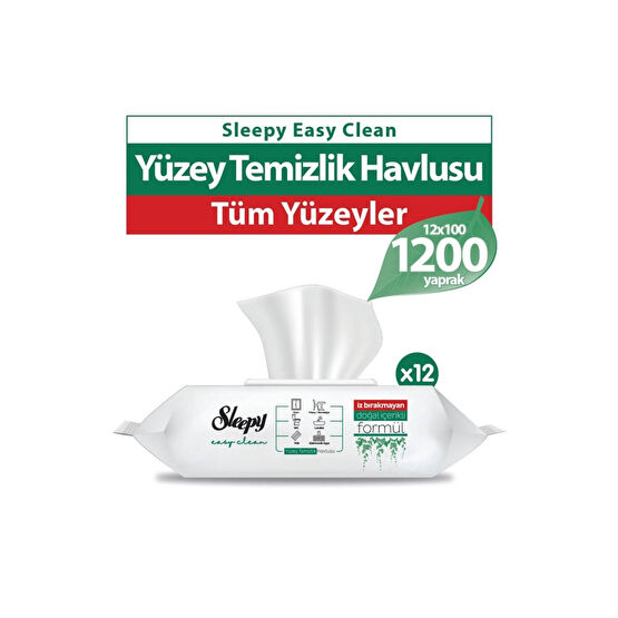 Sleepy Easy Clean Yüzey Temizlik Havlusu 12x100 (1200 Yaprak) Islak Mendil Fiyatı