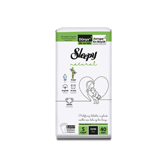 Sleepy Natural 2 Li Jumbo Bebek Bezi Junior 5 Numara 40 Adet 11-18 Kg