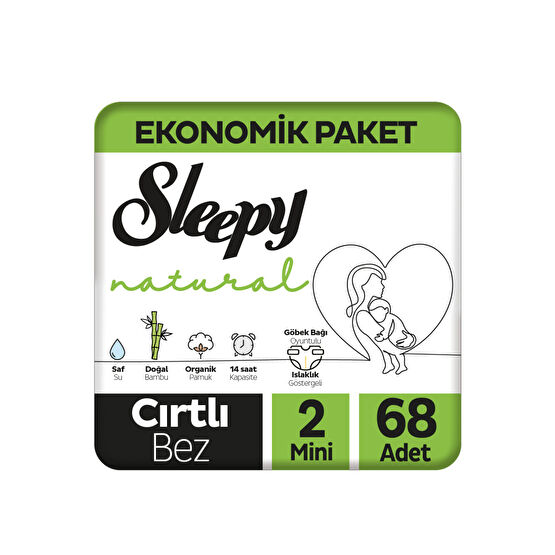 Sleepy Natural Ekonomik Paket Bebek Bezi 2 Numara Mini 68 Adet