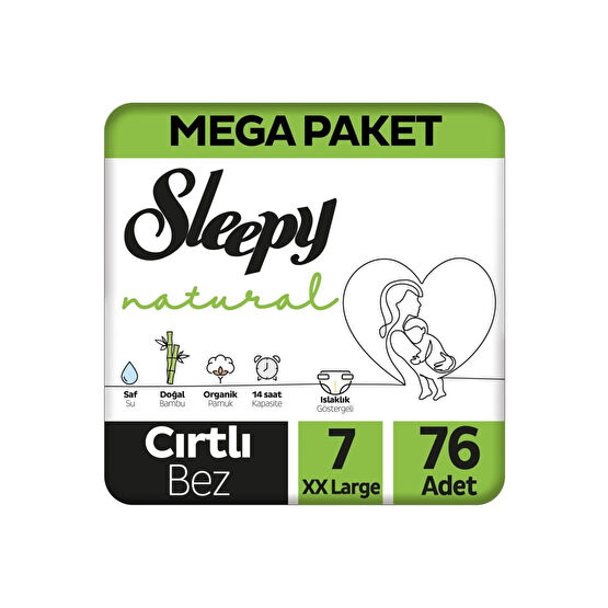 Sleepy Natural Mega Paket Bebek Bezi 7 Numara Xxlarge 76 Adet