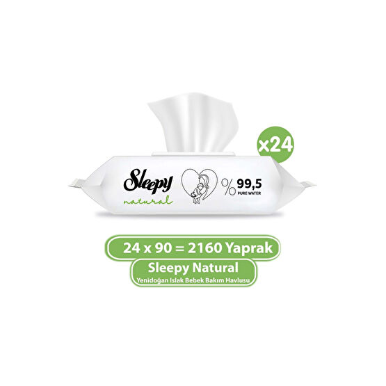 Sleepy Natural Yenidoğan Islak Bebek Bakım Havlusu 24x90 (2160 Yaprak)