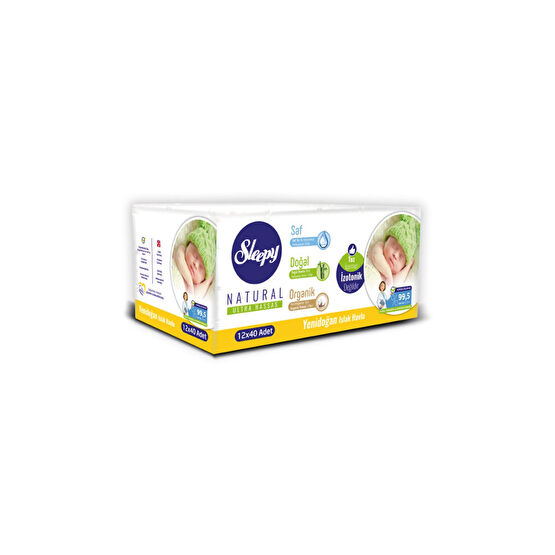 Sleepy Natural Yenidoğan Islak Pamuklu Havlu12x40 480 Yaprak