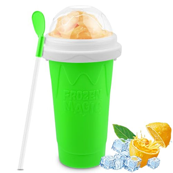 Slushie Maker Cup, Magic Quick Frozen Smoothies Cup for Homemade Milk Shake Ice Cream Maker, Cooling Cup, Double Layer Squeeze Slushy Maker Cup, Birthday Gifts for Friends,Family (Green) Dondurma Makinesi Fiyatı