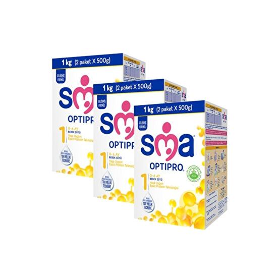 SMA Optipro Probiyotik 1 0-6 Ay Bebek Sütü 1000 Gr X 3 Adet Bebek Mamaları Fiyatı