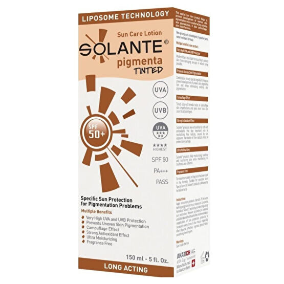 Solante Pigmenta Tinted Renkli Güneş Kuruyucu Losyon Spf50 150ml Güneş Kremleri ve Losyonları Fiyatı