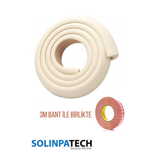 SolinpaTech Krem Kalın Kauçuk 2mt Bebek Çocuk Masa Sehpa Kenar Darbe Önleyici-bebek Güvenlik Seti 3mt Bant Dahil Bebek Güvenlik Fiyatı
