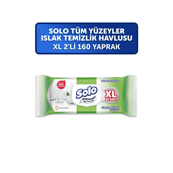 Solo Tüm Yüzeyler Islak Temizleme Havlusu XL 2li 160 Yaprak