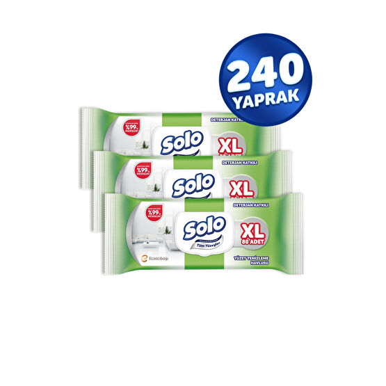 Solo Tüm Yüzeyler Islak Temizleme Havlusu Xl 3lü 240 Yaprak Islak Mendil Fiyatı