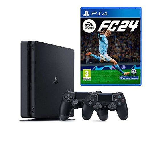 Sony Playstation 4 Slim 500 GB Oyun Konsolu + 2. Dualshock Kol + EA Sports FC 24 PS4 Oyun (İthalatçı Garantili) Playstation Oyun Konsolu Fiyatı