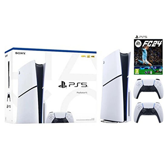 Sony Playstation 5 Slim CD Edition - 2. Dualsense Ps5 Kol - Fifa FC 24 Oyun Konsolu (İthalatçı Garantili) Playstation Oyun Konsolu Fiyatı