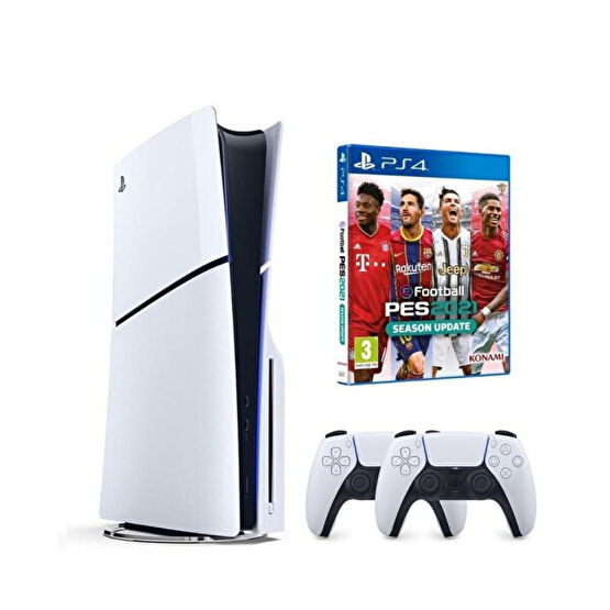 Sony Playstation 5 Slim CD Edition - 2. Dualsense Ps5 Kol - PES 2021 Oyun Konsolu (İthalatçı Garantili) Playstation Oyun Konsolu Fiyatı
