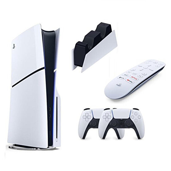 Sony Playstation 5 Slim CD Edition - 2. Dualsense Ps5 Kol - Şarj İstasyonu - Medya Kumandası Oyun Konsolu (İthalatçı Garantili) Playstation Oyun Konsolu Fiyatı