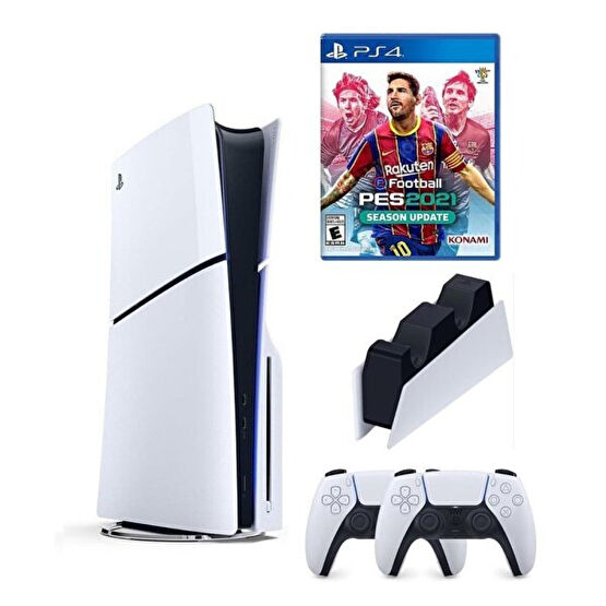 Sony Playstation 5 Slim CD Edition - 2. Dualsense Ps5 Kol - Şarj İstasyonu - PES 21 Oyun Konsolu (İthalatçı Garantili) Playstation Oyun Konsolu Fiyatı