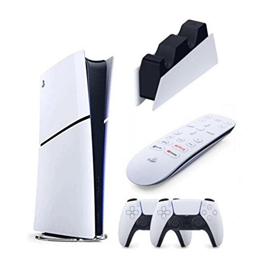 Sony Playstation 5 Slim Dijital - 2. Dualsense Ps5 Kol - Şarj İstasyonu - Medya Kumandası Oyun Konsolu (İthalatçı Garantili) Playstation Oyun Konsolu Fiyatı