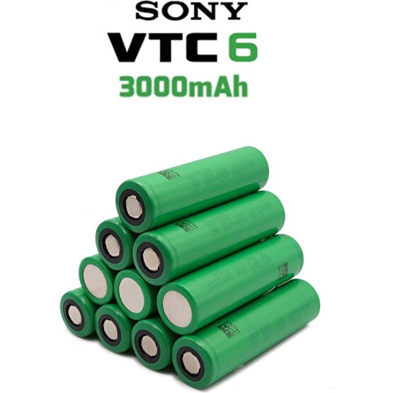 Sony Vtc6 18650 3.7V 3000 Mah Li-Ion Şarjlı Pil 10'lu - Yeşil Normal & Şarj Edilebilir Piller Fiyatı