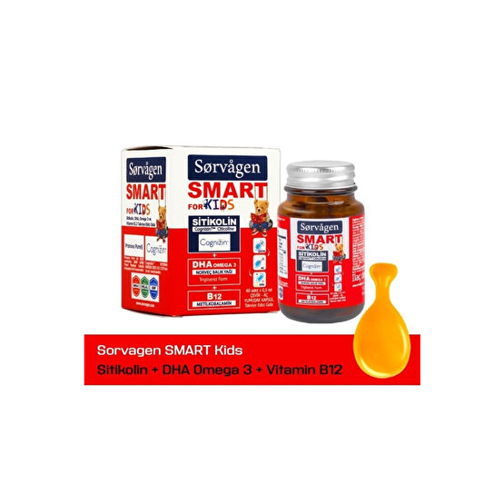 Sorvagen Smart Kids Sitikolin Dha Omega 3 Norveç Balık Yağı B12 60 Kapsül Balık Yağı / Omega 3 - 6 - 9 Fiyatı