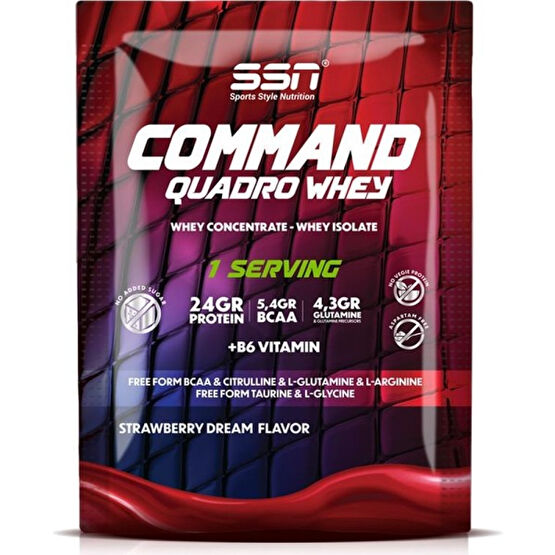 SSN Sports Style Nutrition Ssn Command Quadro Whey 30 gr Tek Sachet Çilek Protein Tozları Fiyatı