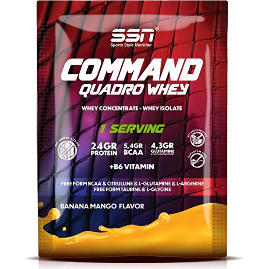 SSN Sports Style Nutrition Ssn Command Quadro Whey 30 gr Tek Sachet Muz-Mango Protein Tozları Fiyatı