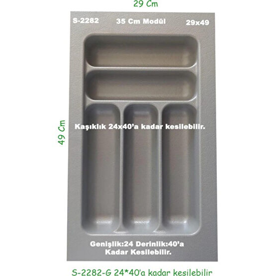 Starax S-2282-g Çekmece İçi Plastik Kaşıklık Gri En:29-24 D:49-40 cm. Arası Kesilir 5 Göz - 29 x 49 cm Pratik Mutfak Gereçleri Fiyatı