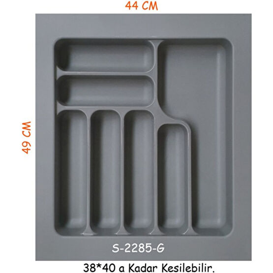 Starax S-2285-G Çekmece İçi Plastik Kaşıklık Gri En:44-37,5 D:49-40 cm. Arası Kesilir 7 Göz - 44 x 49 cm Pratik Mutfak Gereçleri Fiyatı