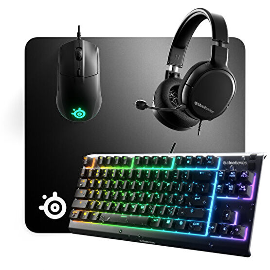 SteelSeries Glow Up Bundle/Arctis 1 - Rival 3 - Apex 3 TKL - Qck+ 4'lü Set Siyah Konsol Aksesuarları Fiyatı