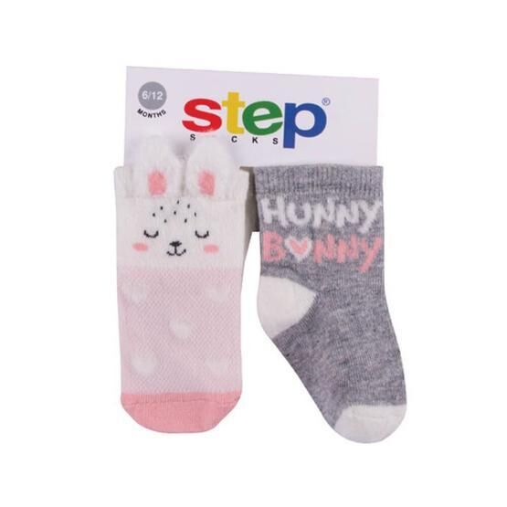 Step 3D Hunny Bunny 2'li Kız Çocuk Soket Çorap