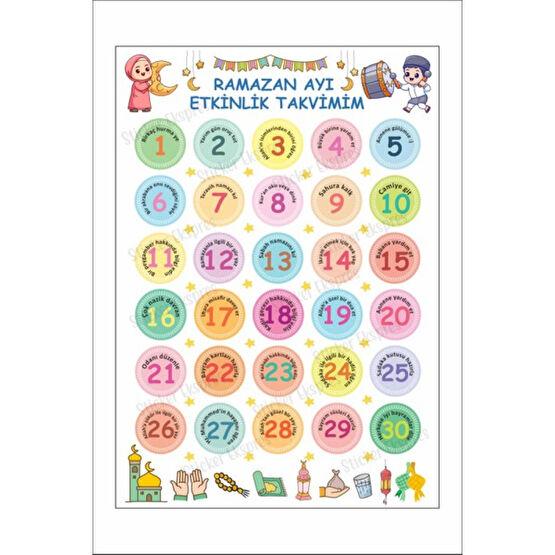 Sticker Ekspres Çocuklar Için Ramazan Ayı Etkinlik Takvimi Oruç Çizelgesi Duvar Kapı Cam Sticker Seti Duvar Stickerı Fiyatı