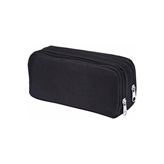 Stok CITY Solid Black Double Pencil Case Çift Bölmeli Kalem Çantası 2 Fermuarlı Kalemlik Kalem Kutusu Kalemlik (Kalem Kutusu) Fiyatı