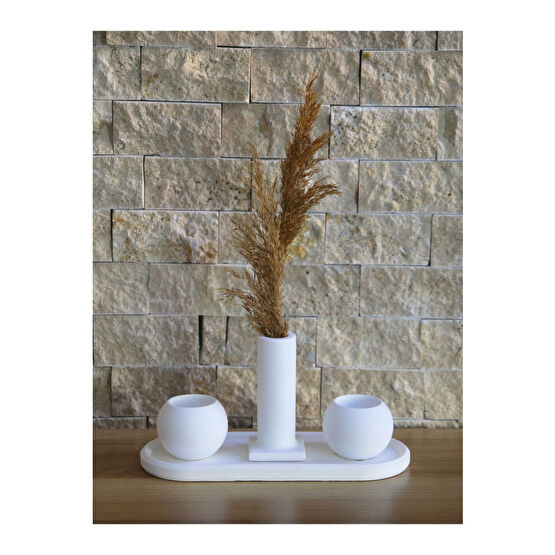 stonnish Dekoratif Tabaklı Mini Vazolu Mumluk Set Şamdan Fiyatı