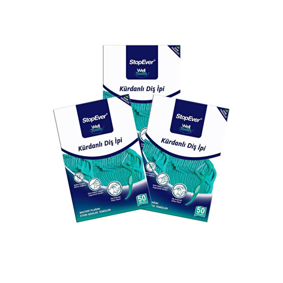 StopEver Well Tooth Kürdanlı Diş Ipi - Nane Ferahlığı - 3x50 Adet Diş İpleri Fiyatı