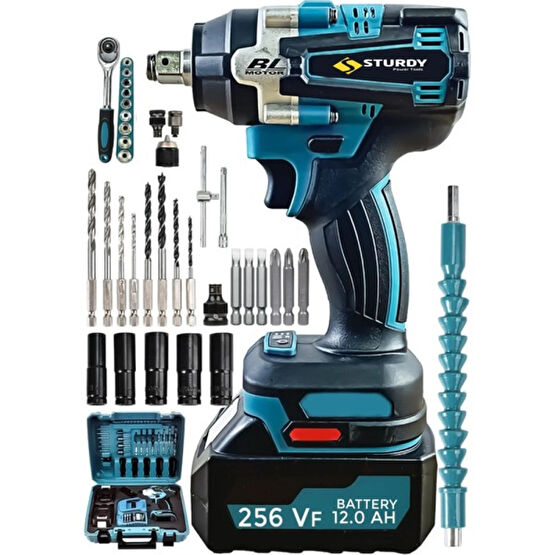 Sturdy Nut Remover Kömürsüz Motor 256 Vf 12 Ah 560NM 41 Parça Full Setli Somun Sökme Sıkma Makinesi Somun Sıkma Makinesi Fiyatı