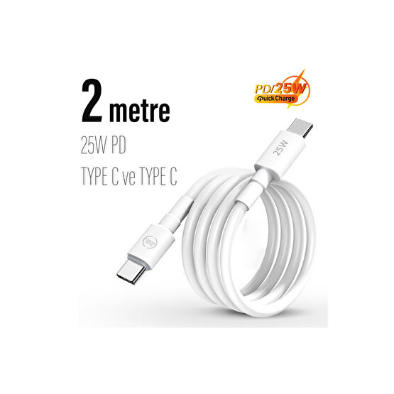Subzero Uzun 2 Metre 25w Hızlı Type C Şarj Kablosu Çift Taraflı Type-c To Type-c 25w Pd Şarj Kablo 200cm Cep Telefonu Kablosu Fiyatı