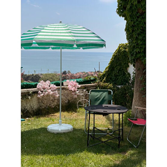 Sunlife Renkli 8 Tel Fiberglass Gövdeli 360C° Dönen Başlıklı Plaj Balkon Deniz Bahçe Şemsiyesi 160CM - 1,6 x 1,8 m - Yeşil - Beyaz Bahçe Şemsiyesi Fiyatı