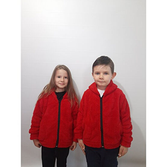 Sweet's Collection Unisex Kız Erkek Genç Çocuk Welsoft Peluş Kapüşonlu Cepli Ceket Erkek Ceket Fiyatı