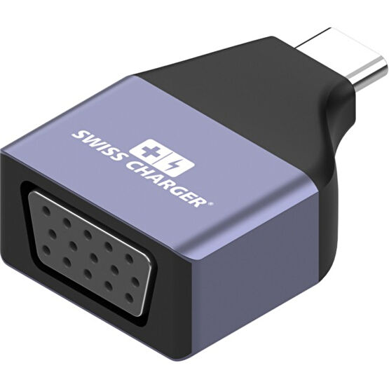 Swisscharger Swiss Charger 30051 Type C'den VGA Dönüştürücü Adaptör iPad MAC Windows uyumlu - Siyah Bilgisayar Çevirici ve Adaptörü Fiyatı