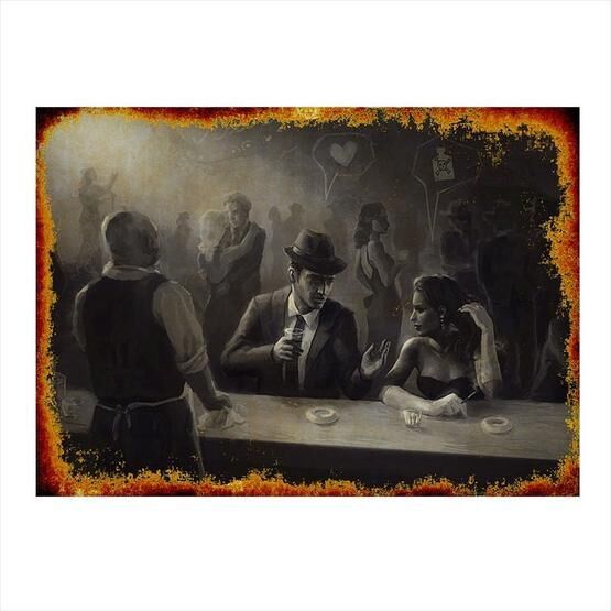 Tablomega Bar ve Aşk 50x70 cm Ahşap Tablo