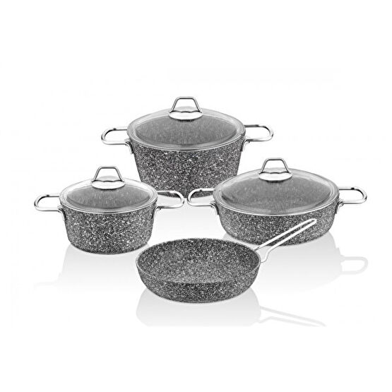Taç Master Cook 7 Parça Granit Metal Saplı Gri Tencere Seti Tac-3671 Tencereler Fiyatı