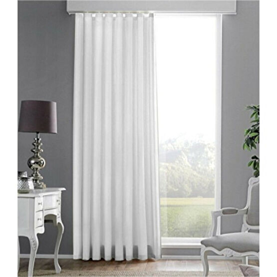 Taç Saten Güneşlik Perde Düz Dikiş Kullanıma Hazır Beyaz - 250 x 260 cm Güneşlik Fiyatı
