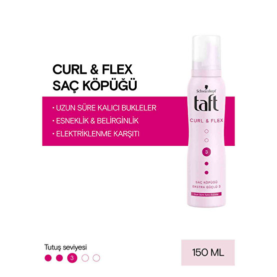 Taft Saç Köpüğü 150 ml Curl & Flex No:3 Ekstra Güçlü