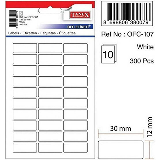 Tanex OFC-107 Çıkartma Etiket 30X12 mm Etiket Fiyatı