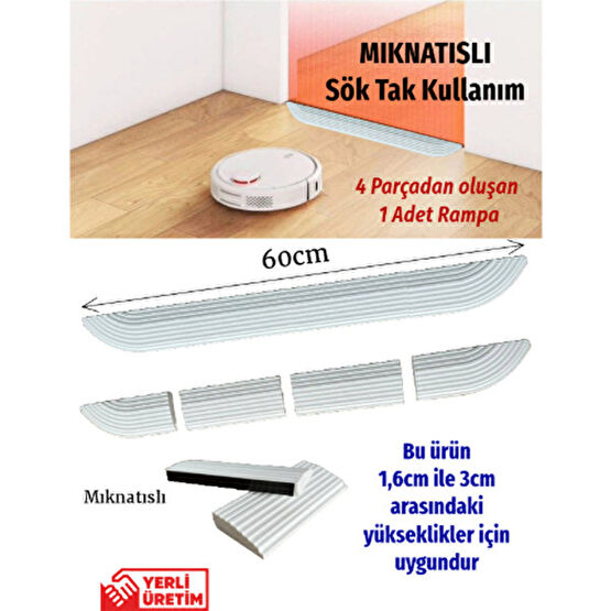 TarımSuda Mıknatıslı 60cm Beyaz Robot Elektrikli Süpürge Rampası Sök Tak Kapı Eşik Atlama Geçme Rampası Robot Süpürgeler Fiyatı