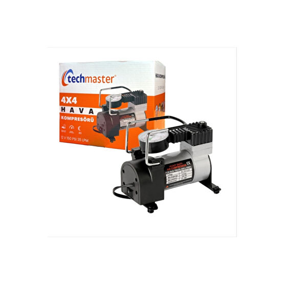 Techmaster Araba Oto Araç Lastik Şişirme Pompası 100 Psi Kompresör Ac-580 Hava Kompresörü Fiyatı