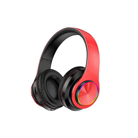 Teknoloji Gelsin Kablosuz Kulaklık Bluetooth Mikrofonlu Kulaküstü Kulaklık Led Işıklı Katlanabilir Kırmızı Kulak Üstü Kulaklık Fiyatı