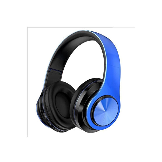 Teknoloji Gelsin Kablosuz Kulaklık Bluetooth Mikrofonlu Kulaküstü Kulaklık Led Işıklı Katlanabilir Mavi Kulak Üstü Kulaklık Fiyatı