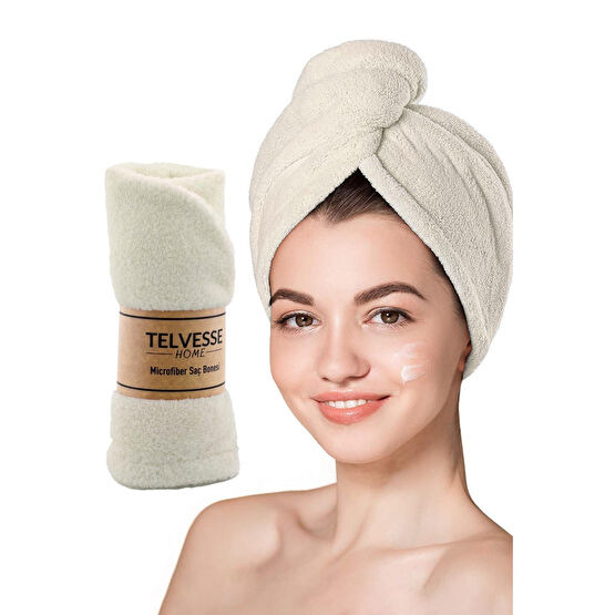 Telvesse Kalın Mikrofiber Saç Havlusu Plaj Deniz Havuz Bonesi Kurulama Banyo Saç Kurutma Baş Havlusu Krem Banyo Havlusu Fiyatı