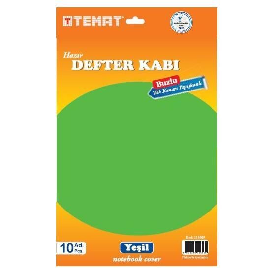 Temat 10'lu Yeşil Tek Kenarı Yapışkanlı Defter Kabı
