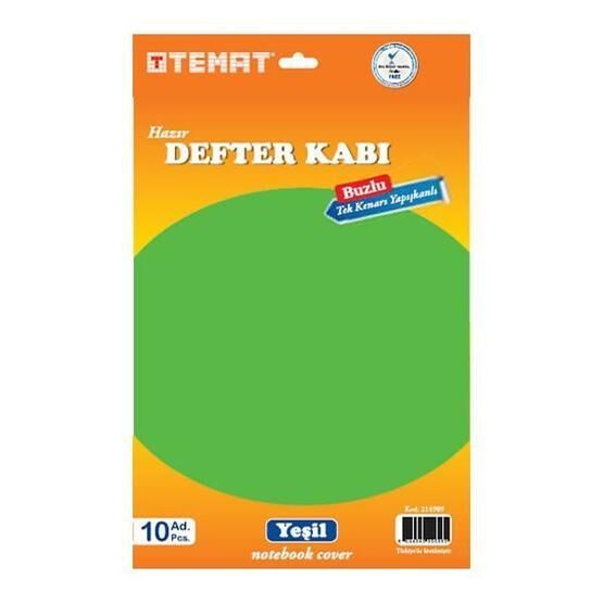 Temat 10'lu Yeşil Tek Kenarı Yapışkanlı Defter Kabı