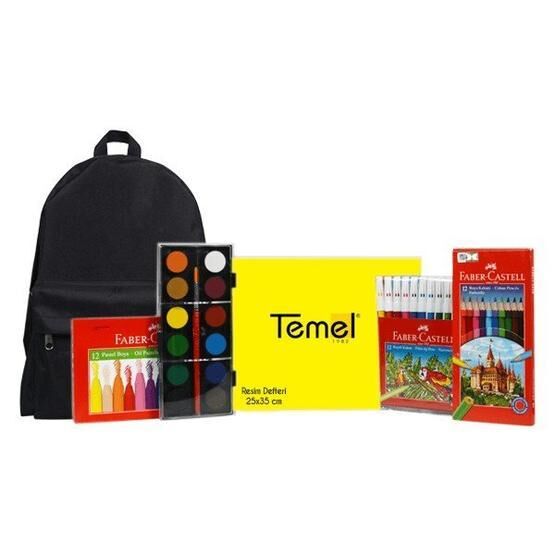 Temel Büyük Sırt Çantası ve Faber Castell Kırtasiye Seti
