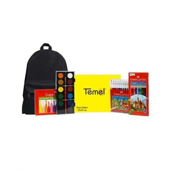 Temel Büyük Sırt Çantası ve Faber Castell Kırtasiye Seti